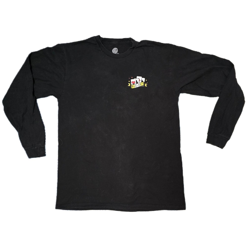 Buc-ee's Long Sleeve‎ T-Shirt Men Large Black Playing Card King of Hearts (D)
